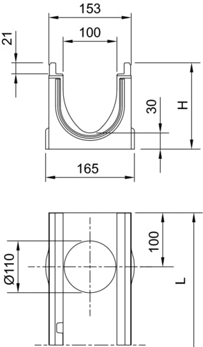 ACO PowerDrain Seal in V100G Rinne Typ, Polymerbeton DN 100