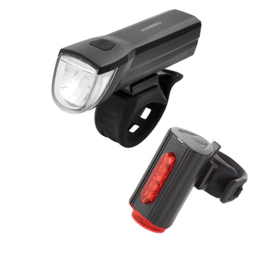 fischer AKKU-Twin Beleuchtungsset schwarz (Frontleuchte/Rücklicht), 30/15