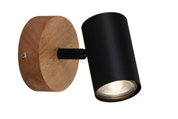 Briloner Spot-Aufbauleuchte Holz/Schwarz mit 1x GU10 Fassung
