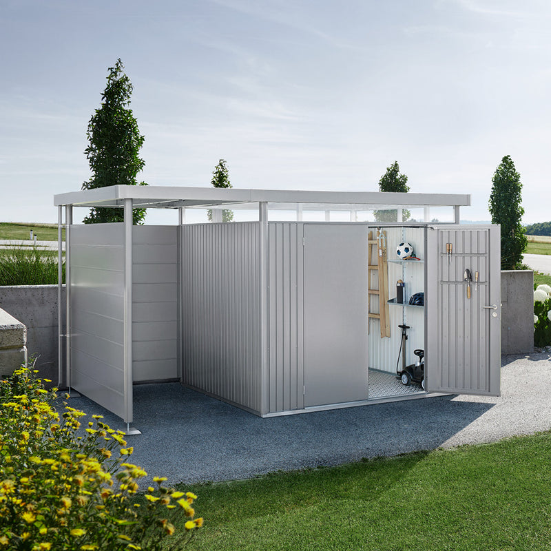 Biohort Gerätehaus HighLine H3 (275 × 235 × 222 cm) Silber-metallic Doppeltür