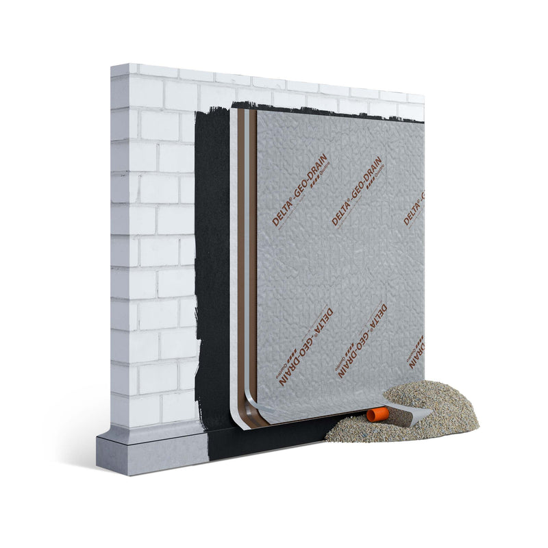 Dörken DELTA-Geo Drain Quattro Drainagematte, HDPE/PP-Geotextil, 12,5 x 2 m