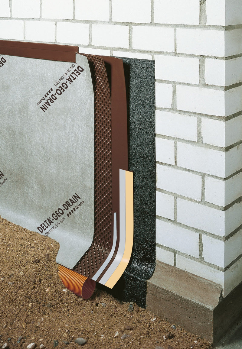 Dörken DELTA-Geo Drain Quattro Drainagematte, HDPE/PP-Geotextil, 12,5 x 2 m
