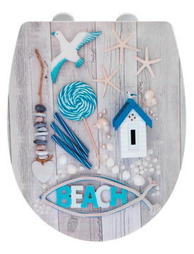 WENKO WC-Sitz Beach high-glossy, mehrfarbig, 365x450 mm