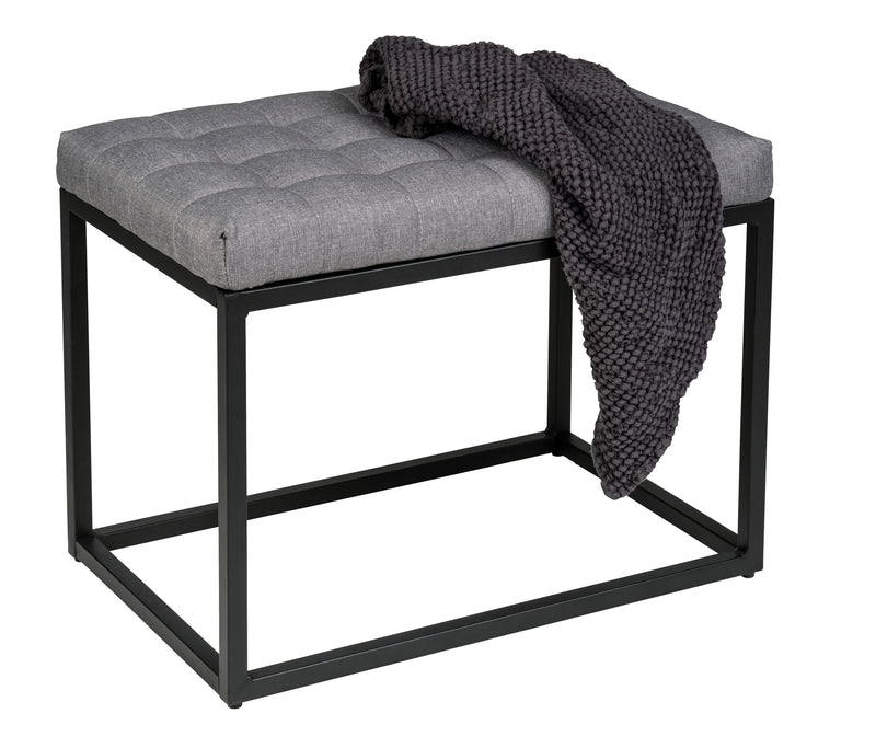 WENKO Amandola Bank mit Polster aus Metall, schwarz/grau (60 x 45 cm)