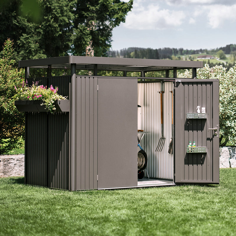 Biohort Gerätehaus HighLine H2 (275 × 195 × 222 cm) Dunkelgrau-metallic Doppeltür