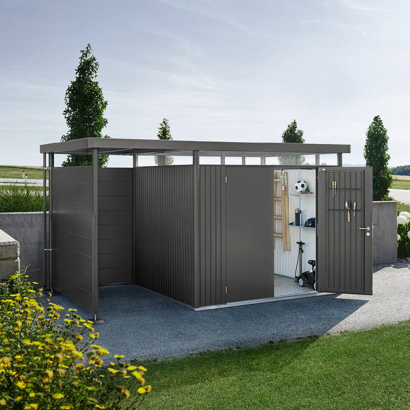Biohort Gerätehaus HighLine H3 (275 × 235 × 222 cm) Dunkelgrau-metallic Doppeltür