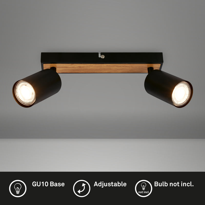 BRILONER Leuchten Spotleuchte 2xGU10 in black-wood
