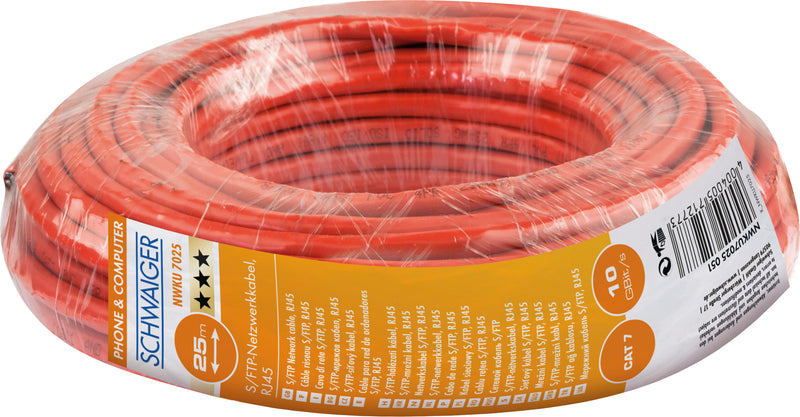 Schwaiger Cat7 Netzwerk-Verlegekabel, orange, 25 m bis 600 MHz