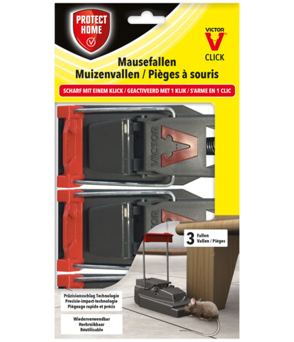Protect Home Mausefalle CLICK, mechanische Totfangfalle für 3 Stück