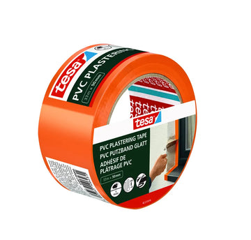 tesa 55487 PVC Putzband glatt orange, Abdeckband PE/PVC 50 mm x 33 m