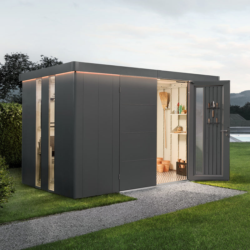 Biohort Gerätehaus Neo Gr. 2D (348 × 236 × 222 cm) Dunkelgrau-metallic Doppeltür