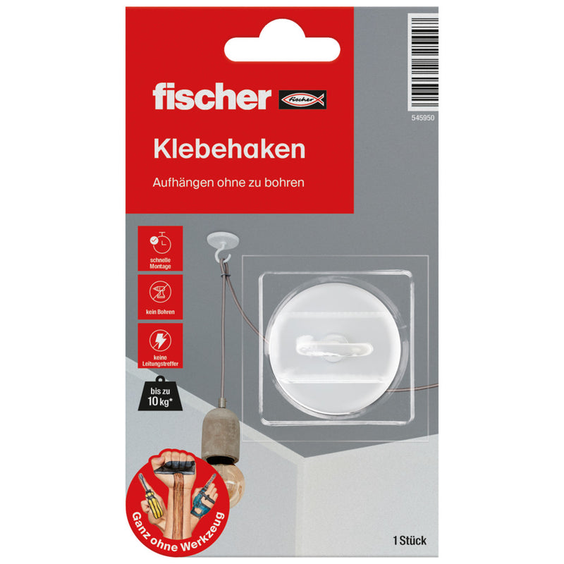 fischer Klebehaken GOW in weiß für die Montage ohne Werkzeug
