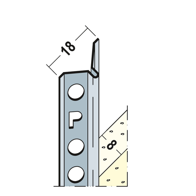PROTEKTORWERK Putzlehre Innenputz 9008 aus Aluminium, 8 mm, weiß grundiert