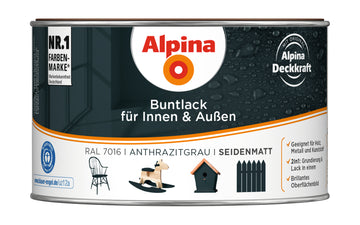 Alpina Buntlack für außen seidenmatt Anthrazitgrau