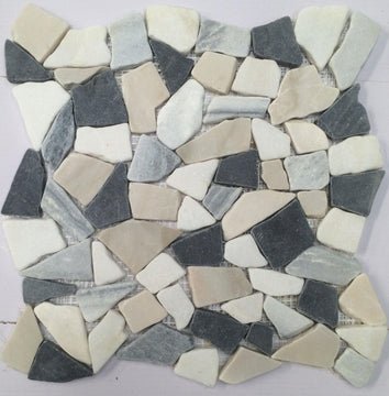 FLIESENMAX Mosaik-Bruch PEB-04 Schwarz/Beige, 29x29x0,8 – Bild 1