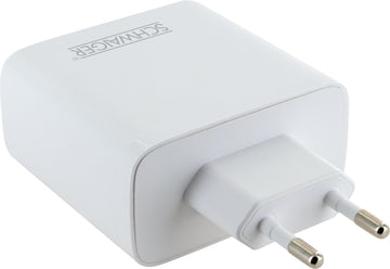 CONNECT Schnell-Ladeadapter USB-C & A, 65 W, weiß