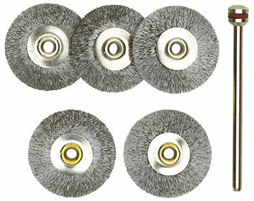 Proxxon Stahl Scheiben-Schleifbürsten 22 mm, 5 Stück + 1 Träger