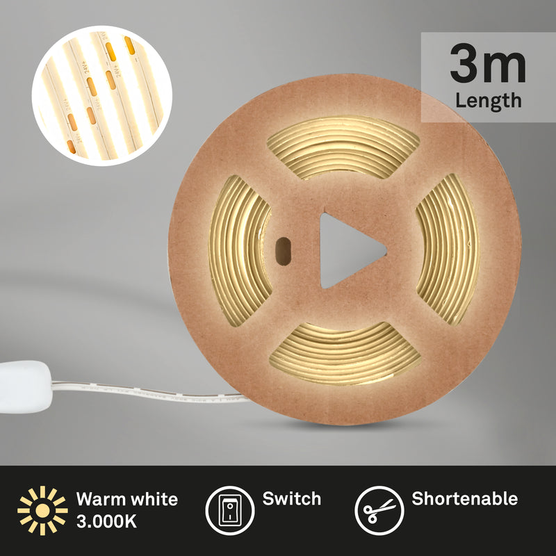 BRILONER Leuchten Band LED COB 3000K, OnOff, 3 m