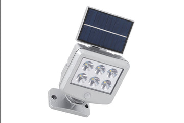 BRILONER Außenleuchte 6×LED mit Sensor, silber, Solarpanel, 4 W