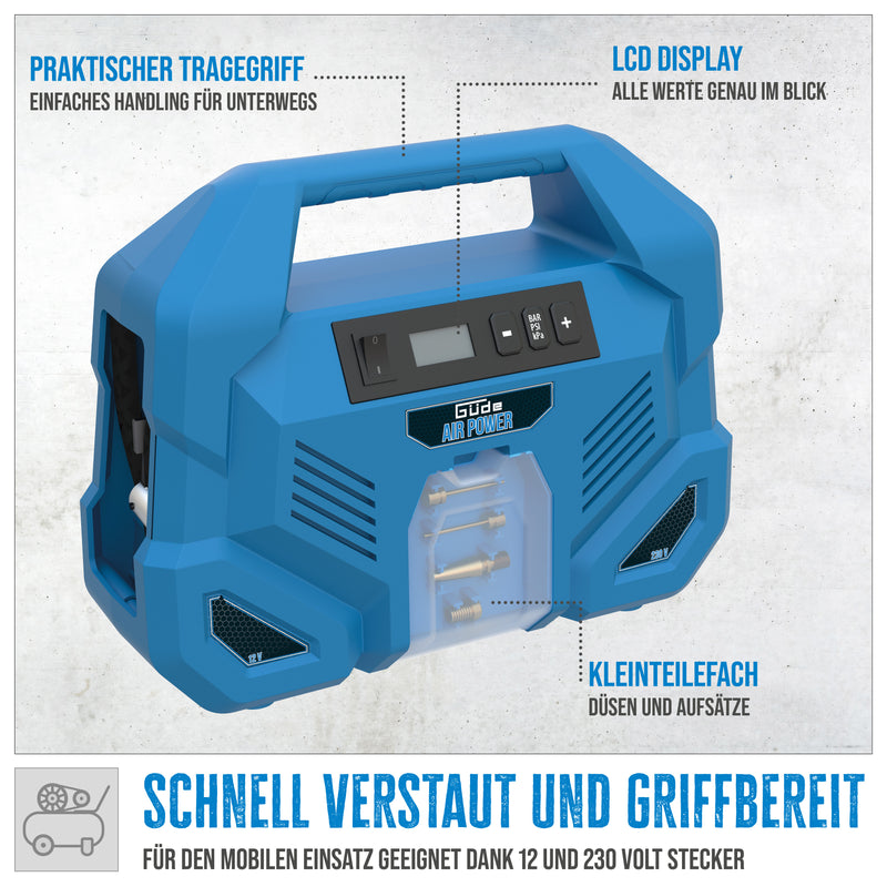 Güde Airpower Dual Drive Kompressor 12/230V, ölfrei, 5-tlg.