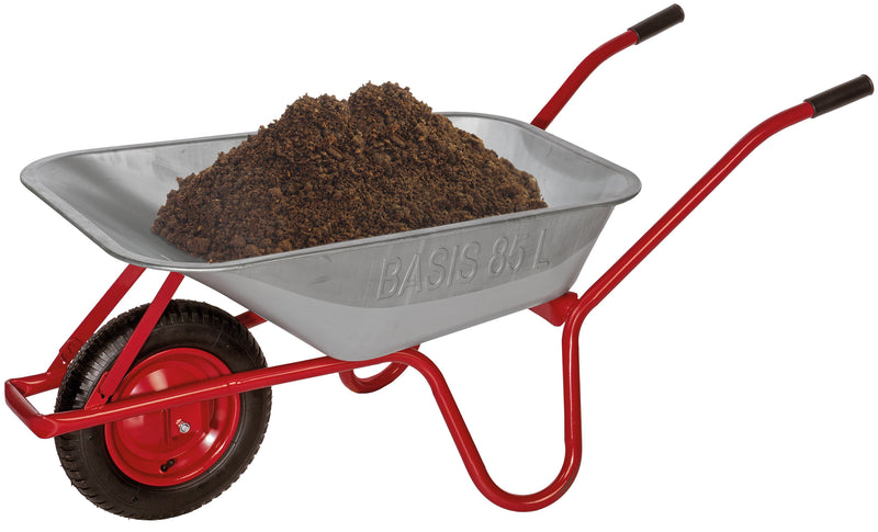 pro-bau-tec Gartenschubkarre Basis 85 L mit Luftrad, rot/silber