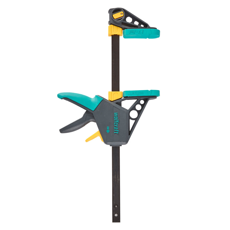 Wolfcraft Einhandzwinge PRO Klemmzwinge schwarz/türkis, Ausladung 100 mm