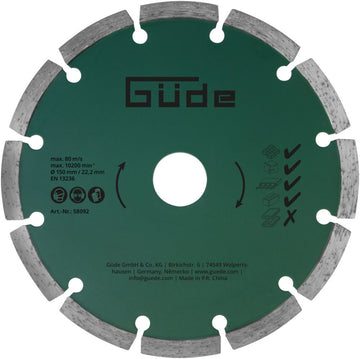 Güde Diamanttrennscheiben 150 mm – 2 Stück für Trennen mit 22,20 mm Aufnahme