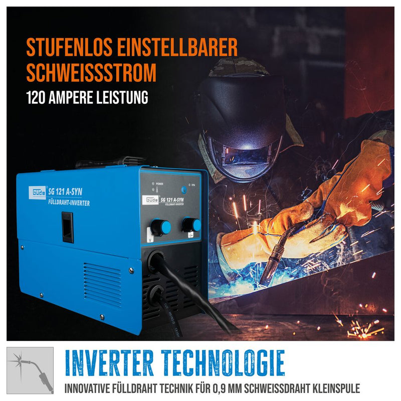Güde SG 121 A-SYN Fülldraht-Inverterschweißgerät für Fülldrähte bis 0,9 mm
