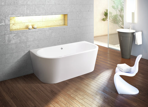 Ottofond Badewanne Modena XS freistehend, weiß, Ablaufgar. Klick-Klack chrom