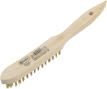 CONNEX Messing-Drahtbürste 3-reihig mit Holzkörper, natur
