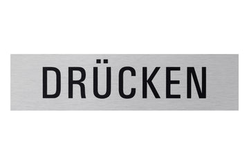 Conmetall Meister Hinweisschild „Drücken“ silber, Alu/Edelstahl-Optik