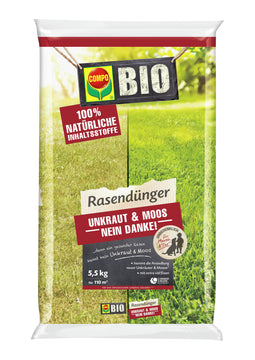 COMPO BIO Rasendünger Unkraut & Moos, organisch-mineralischer Feststoffdünger