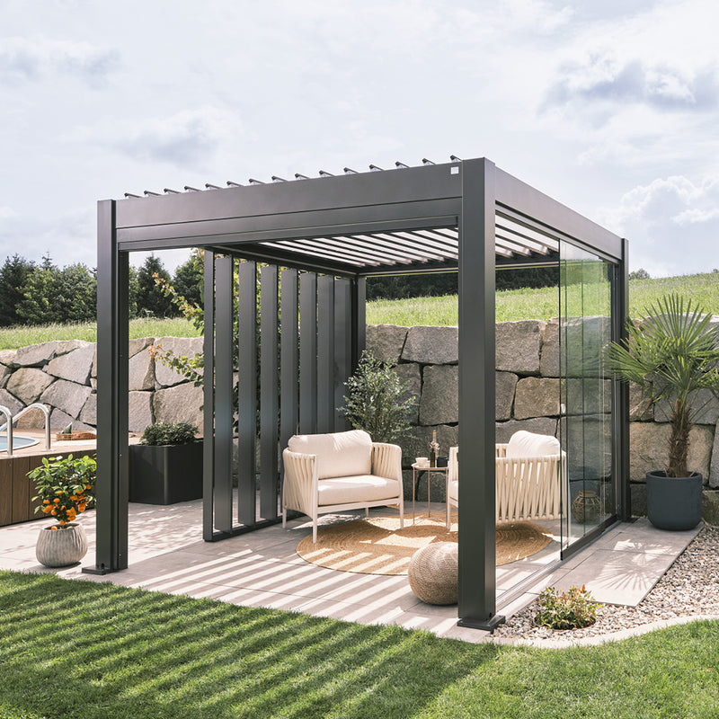 Biohort Pergola – Milieubild, 3x3 dunkelgrau Lam-dunkelgrau