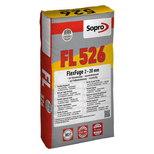 Sopro FlexFuge FL Fugenmörtel grau 25-kg-Sack, flexibel und zementgebunden