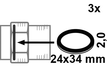 Schütte HD Fiber Verschraubungsdichtung, 3 Stück, Flachdichtung