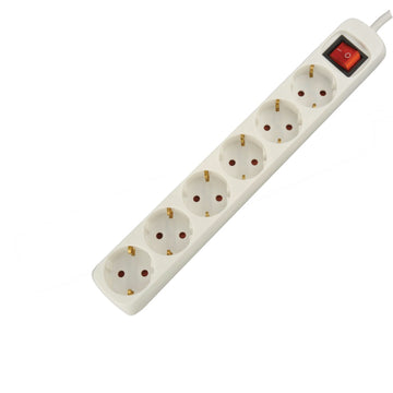 UNITEC Tischsteckdose mit Schalter 6-fach weiß, 1,4 m H05VV-F 3G1,5 mm² (Innen)