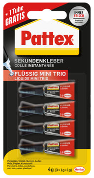 Pattex Sekundenkleber Mini Trio Fluid 3x1 g + 1