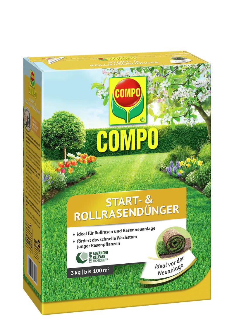 COMPO Start- und Rollrasendünger, organisch-mineralischer Feststoffdünger 3 kg