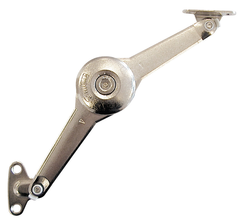 HSI Klappenhalter mit Bremse aus Metallguss vernickelt, Länge 32 mm