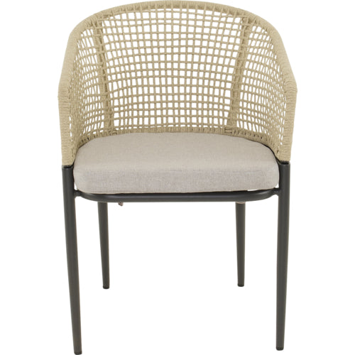 Lesli Living Kioto Stuhl in beige, Gartenstuhl mit Armlehne