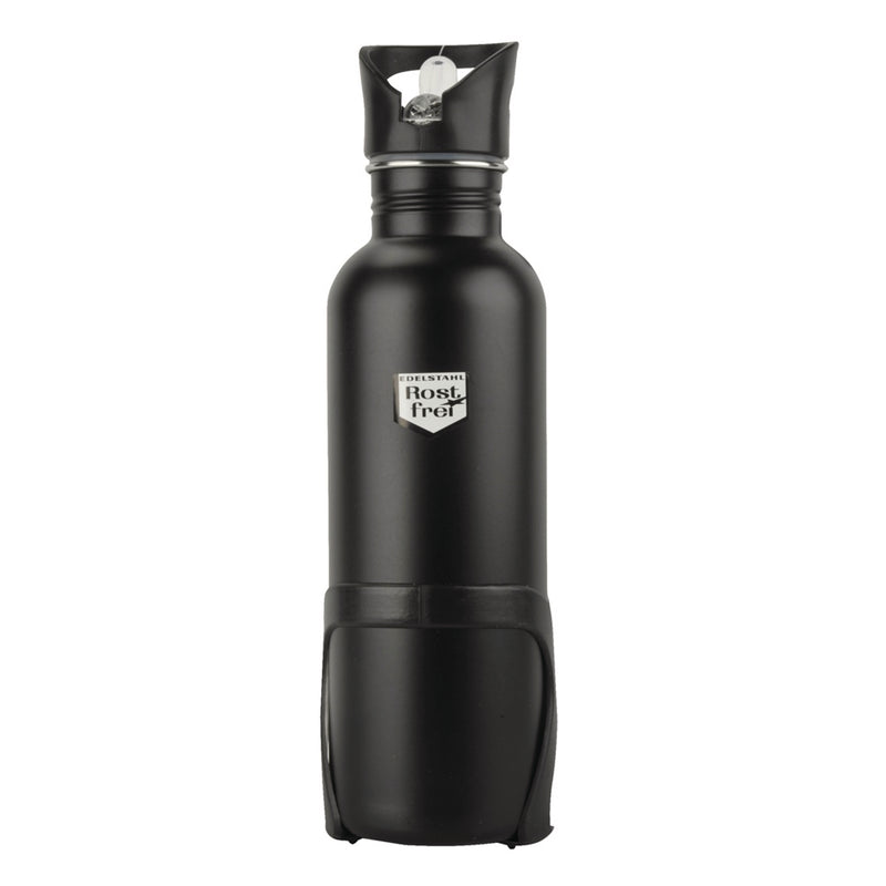 fischer Trinkflasche schwarz 750 ml Edelstahl inkl. Halter