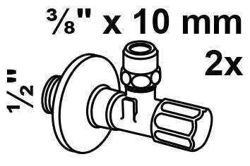 Schütte Eckventil verchromt 1/2" AG x 3/8" AG x 10 mm Q (2 Stück) mit Schubrosette