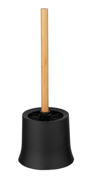 WENKO Basic Bambusa WC-Bürstengarnitur schwarz mit Bambusoptik Ø14 x 38 cm