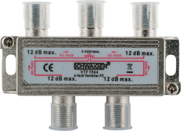 SCHWAIGER SAT-Verteiler F-Technik 4-fach, Gleichstromdurchgang, silber