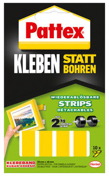 Pattex Montage Klebe-Strips weiß, Klebepads 20 x 40 mm, 10 St