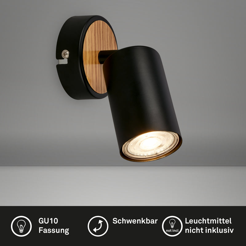 BRILONER Leuchten Spotleuchte Schwarz-Holz 1xGU10