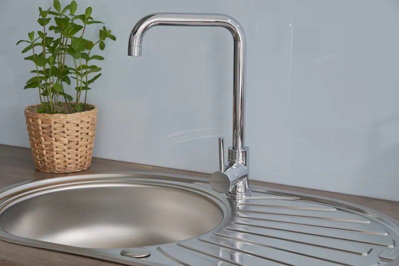 respekta Cansas Oval Einbauspüle Edelstahl silber, 860 x 500 x 200 mm, mit Garnitur