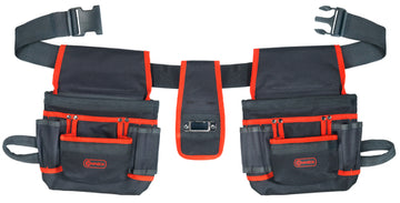 CONNEX Werkzeuggürtel mit 2 Taschen und 8 Fächern, schwarz/orange