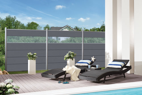 TraumGarten SYSTEM XL Zaunfeld-Set WPC anthrazit, 178 x 183 cm