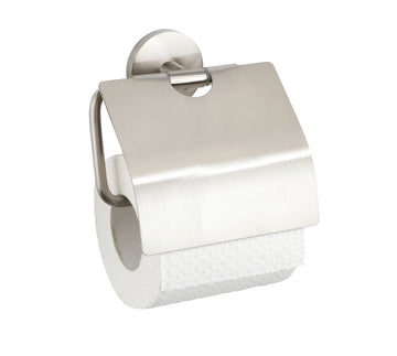 WENKO Cuba Toilettenpapierhalter mit Deckel matt, silber, 24259100